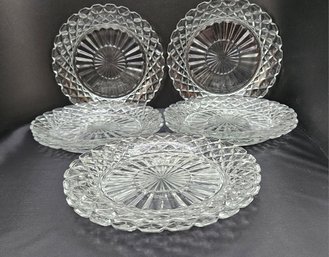 Nice Set Of 8 Heavy Cut Glass Lunch Plates