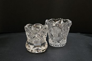 Two Vintage Clear Glass Toothpick Holders By Imperial Glass & Westmoreland Specialty Company