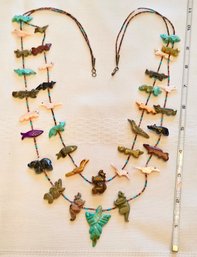 Native American Zuni Fetish Animal Totem Necklace