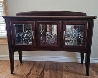 Sold Oak Buffet With Beveled Front Glass Doors