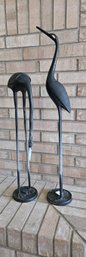 Unique Decorative Herons In Cast Metal And Painted Black