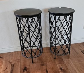 Handsome Matching Wrought Iron Stands For Speakers Or Similar.