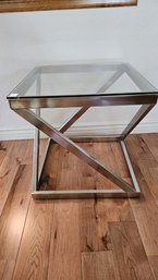 Modern Glass Side Table With Chrome Frame