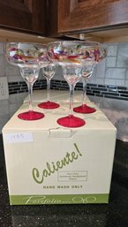 NIB-Two Boxes Of Fiesta! Brand Etched And Hand-painted Margarita Glass  14oz!