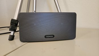 High End Sonos Play:3 Mid Sized Wireless Smart Home Speaker Mounted On Nice Aluminum Tripod.