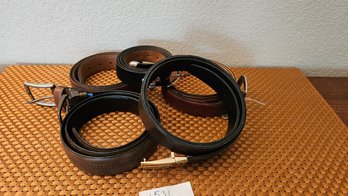 Five Men's Leather Belts - Brown And Black Leather