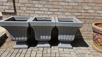 Set Of Three Outdoor Plastic Planters From At Home In New Condition.