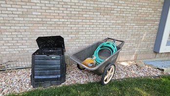 Rubbermaid Garden Cart AND Compost Bin With Composted Dirt