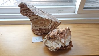 Set Of Two Collectible Rock Formations: Believed To Be Sandstone And The Other Is Granite Or Quartz