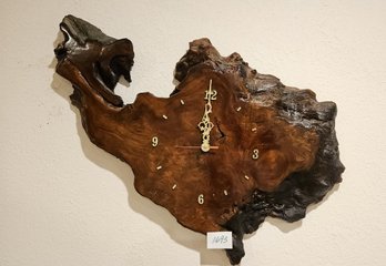 Large Handmade Wall Clock Crafted From Slab Wood