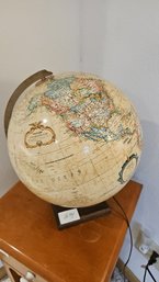 Lighted Globe On Wooden Stand - Perfect For Office Or Student