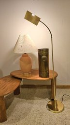 Cute Table Lamp With Shade, Gold Tone Floor Lamp Plus Brass Umbrella Holder