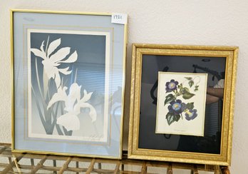 Lovely Set Of Professionally Framed & Matted Botanical Prints. Large One Signed By David Applewood 11/813