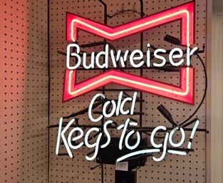 Vintage Budweiser Neon Light: 'Cold Kegs To Go!'