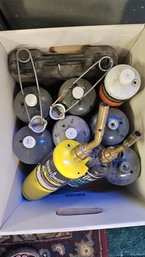 Box Full Of Propane And Map Gas Tanks Plus Two Benzomatic Torches, Includes Two Sparkers