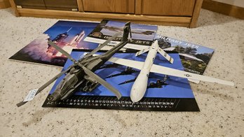 Cool Military Collectible Calendars Plus Plastic Models. Includes Large Photo Of Space Shuttle During Take-off