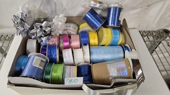 Large Box Of Holiday Wrapping Supplies: Ribbons, Bows