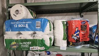 Entire Shelf Of Bounty Paper Towels New In Packaging Plus A 3 Rolls Of Shop Towels