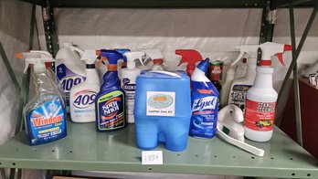 Entire Shelf Of Cleaning Products: Resolve, Tilex, Formula 409, Plus A Leather Care Kit And More