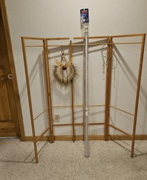 2 Bi-fold Wooden Racks, Decorative Reed Hanging, Dream Catcher And NIB Flag Pole