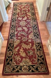 Pair Of Identical Hall Runners With Elegant Floral Pattern.