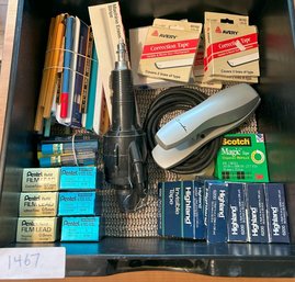 Drafting Supplies: Electric Eraser, Correction Tape, Misc Pencils, Pentel Pencil Leads, Swingline Stapler