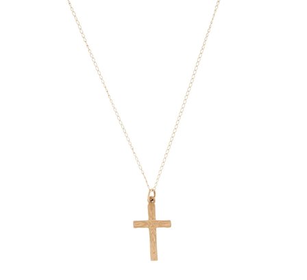 14K SOLID YELLOW GOLD CROSS NECKLACE