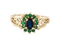 14K SOLID GOLD SAPPHIRE EMERALD RING SIZE 5.75
