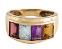 GORGEOUS 14K SOLID GOLD MULTICOLOR  RING SIZE 6.75