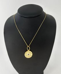 BEAUTIFUL 14K GOLD EVIL EYE DIAMOND PENDANT NECKLACE