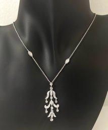 STUNNING 14K WHITE GOLD DIAMOND PENDANT NECKLACE