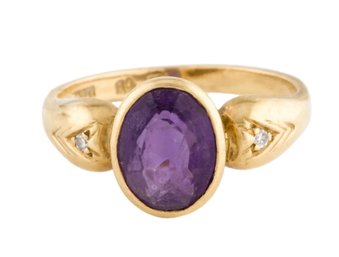 RARE 18K AMETHYST DIAMOND RING