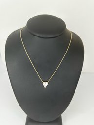 GORGEOUS 14K  DIAMOND MOTHER OF PEARL HEART NECKLACE