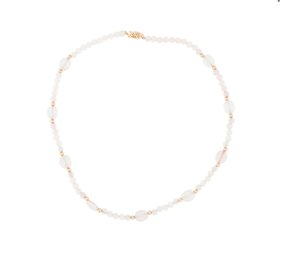 14K YELLOW GOLD ROSE QUARTZ NECKLACE