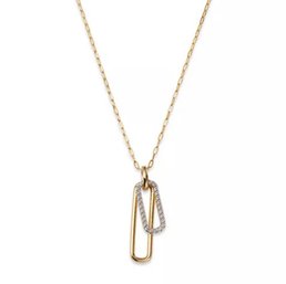 BEAUTIFUL 14K GOLD DOUBLE PAPERCLIP DIAMOND NECKLACE