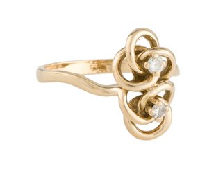 GORGEOUS 14K SOLID GOLD DIAMOND SWIRL RING