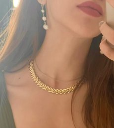 GORGEOUS 14K SOLID GOLD LINK CHOKER NECKLACE 44.2g