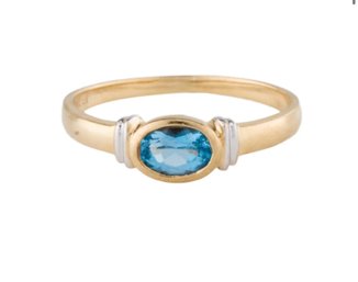 BLUE TOPAZ 14K WHITE/YELLOW GOLD RING