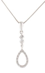 14K WHITE GOLD DIAMOND DROP NECKLACE