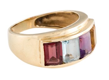 GORGEOUS 14K SOLID GOLD MULTICOLOR  RING SIZE 6.75