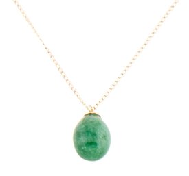 GORGEOUS 14K SOLID GOLD JADE NECKLACE