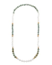 14K SOLID YELLOW GOLD 30' JADE NECKLACE
