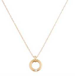 BEAUTIFUL 14K SOLID GOLD OPEN CIRCLE DIAMOND NECKLACE