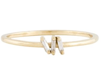 14K SOLID YELLOW GOLD BAGUETTE DIAMOND RING