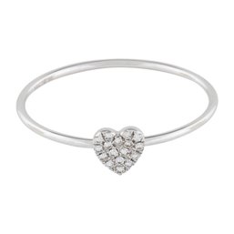 14K WHITE GOLD DIAMOND HEART RING