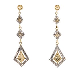 GORGEOUS 14K SOLID YELLOW GOLD/14K WHITE GOLD DROP EARRINGS