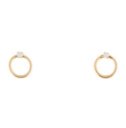 14K YELLOW GOLD DIAMOND HOOP EARRING