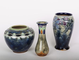 Three Royal Doulton Arts & Crafts Vases