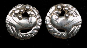 Georg Jensen Sterling Silver Earrings Dove No 66  Moonlight Blossom