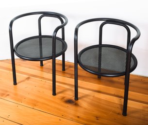 A Pair Of Black Gae Aulenti Pocus Solus Chairs By Poltronova